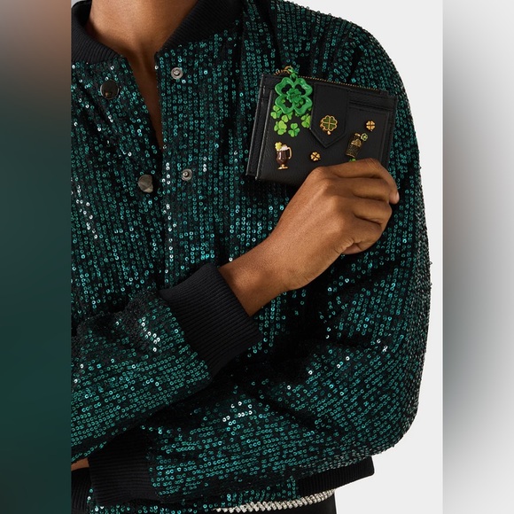 BETSEY JOHNSON Blarney Irish St Patricks Day Black Vegan Leather Wallet - Picture 2 of 6